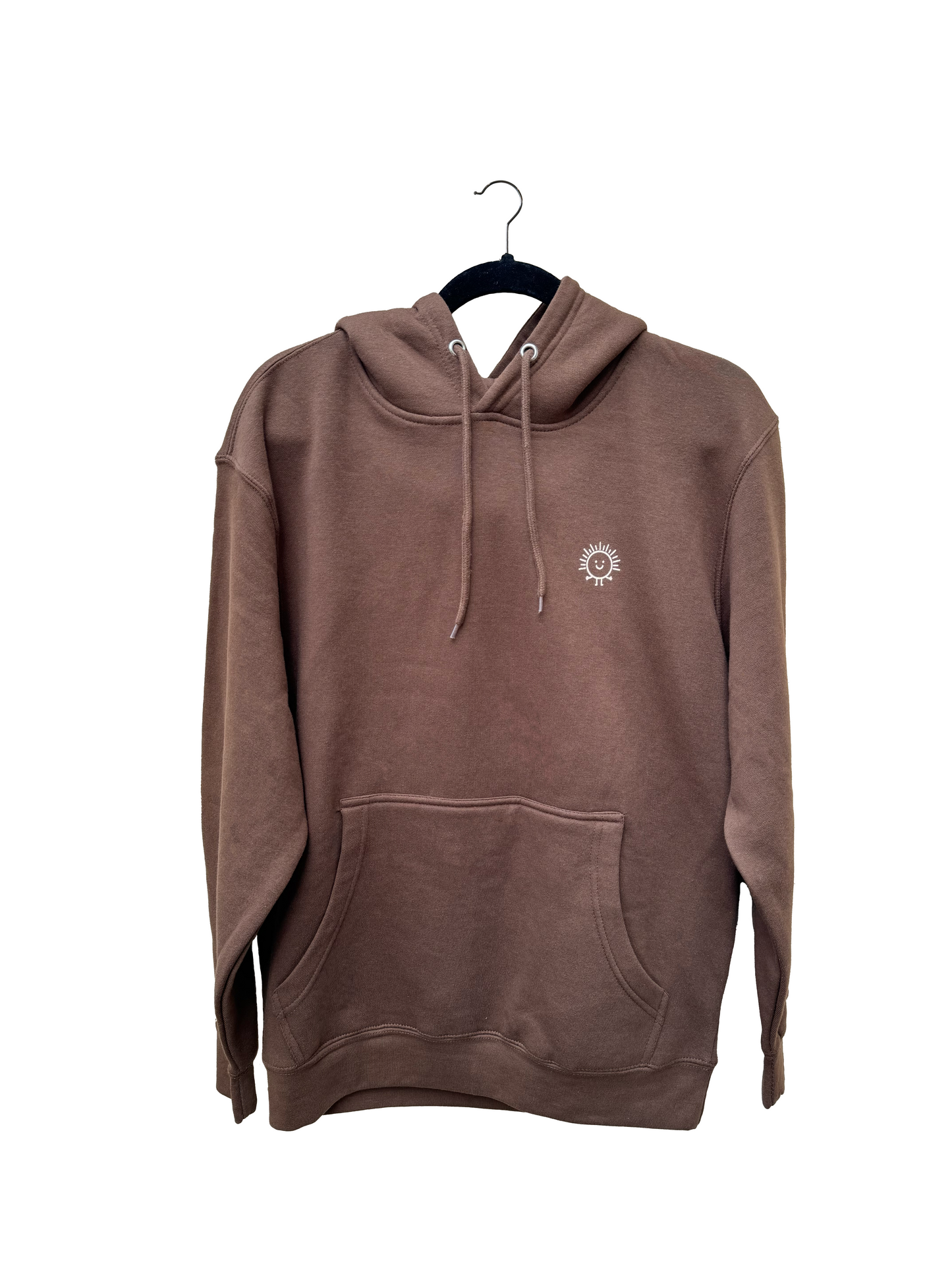 'I'm Happy You're Here' Hoodie - Chocolate